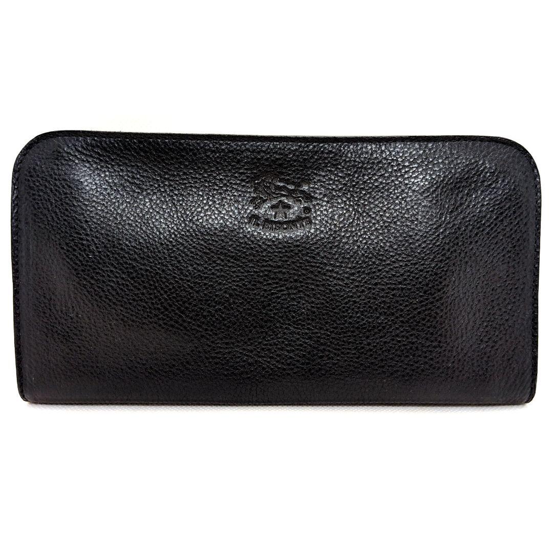 【極美品】イルビゾンテ　L字　長財布　ロングウォレット　シボ革　ユニセックス　黒