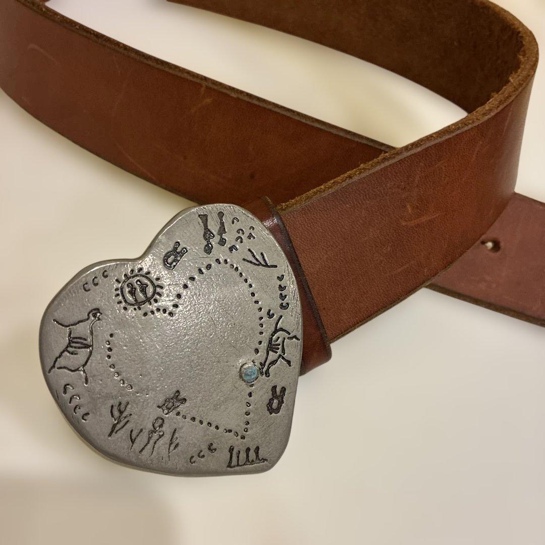 45rpm 45R ブラウンレザー ハート型バックル ベルト