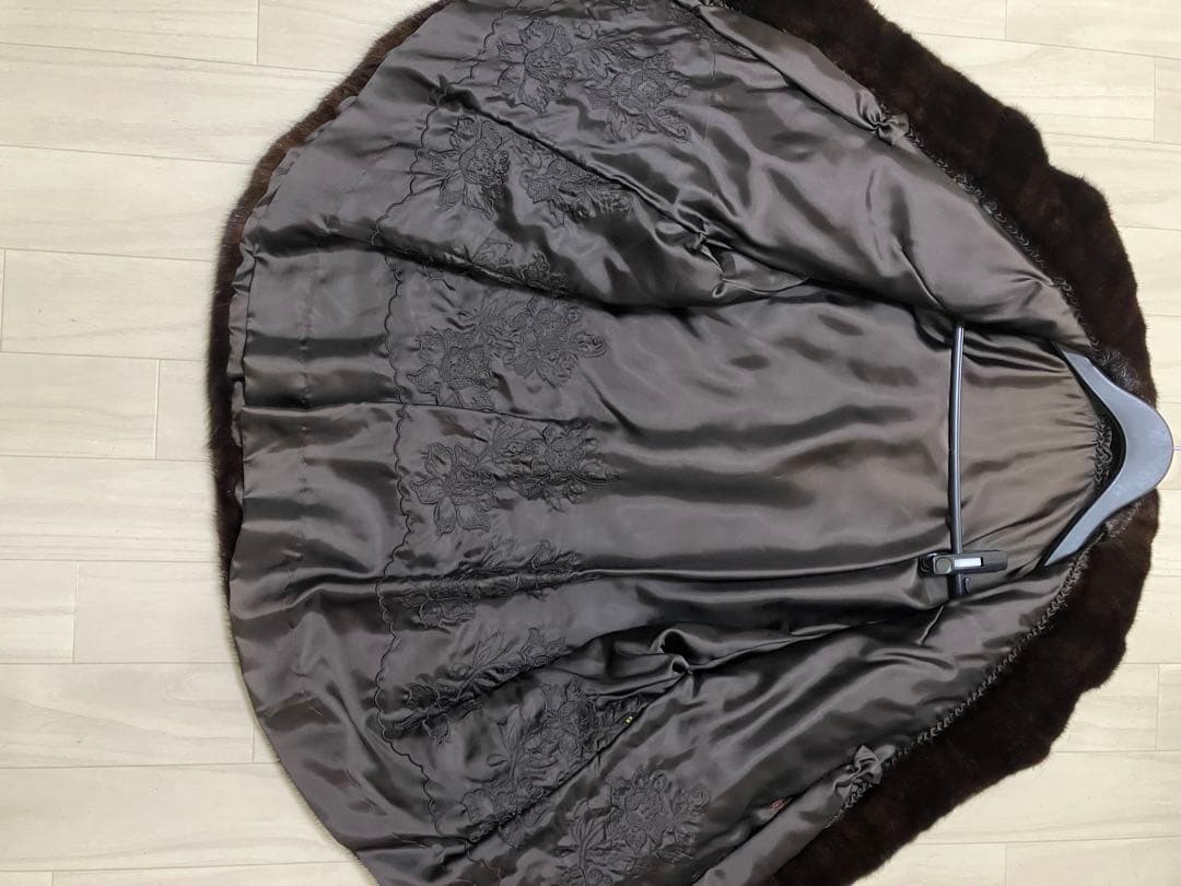 高級 ミンク 毛皮 コート ポンチョ ジャケット ダークブラウン サイズ 13