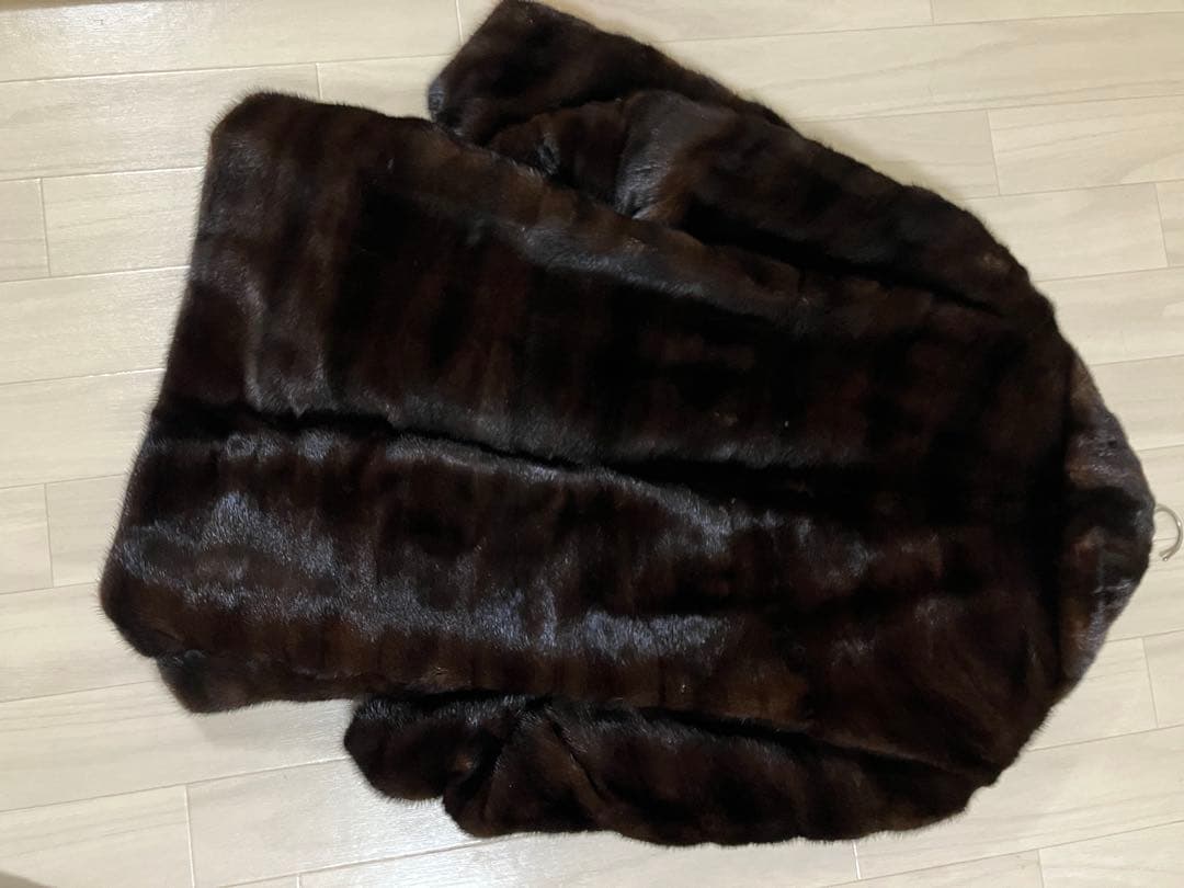 高級 ミンク 毛皮 コート ポンチョ ジャケット ダークブラウン サイズ 13
