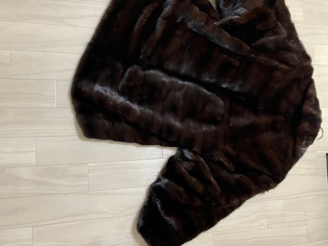 高級 ミンク 毛皮 コート ポンチョ ジャケット ダークブラウン サイズ 13