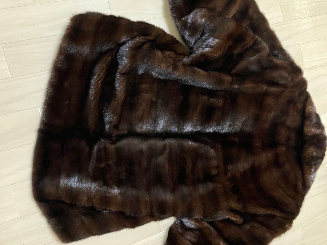 高級 ミンク 毛皮 コート ポンチョ ジャケット ダークブラウン サイズ 13