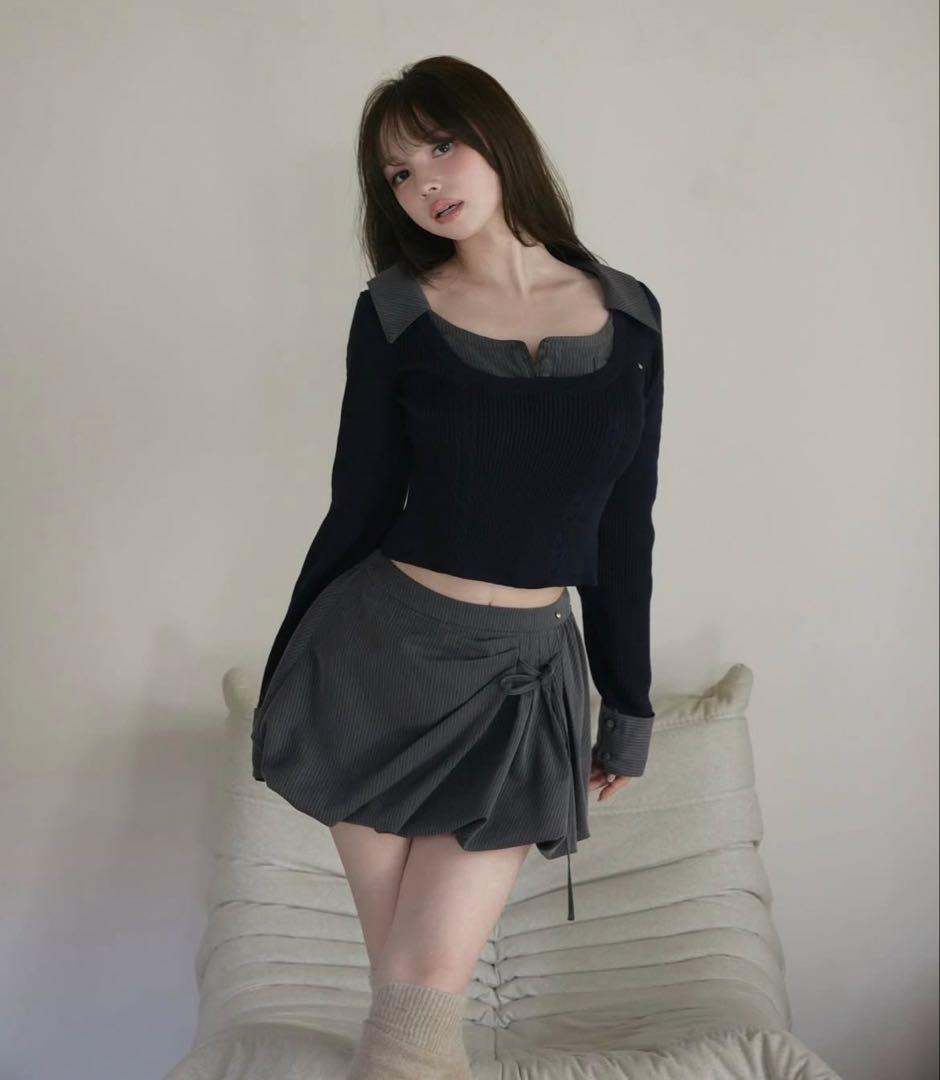 スカート andmary Mimi balloon set up navy