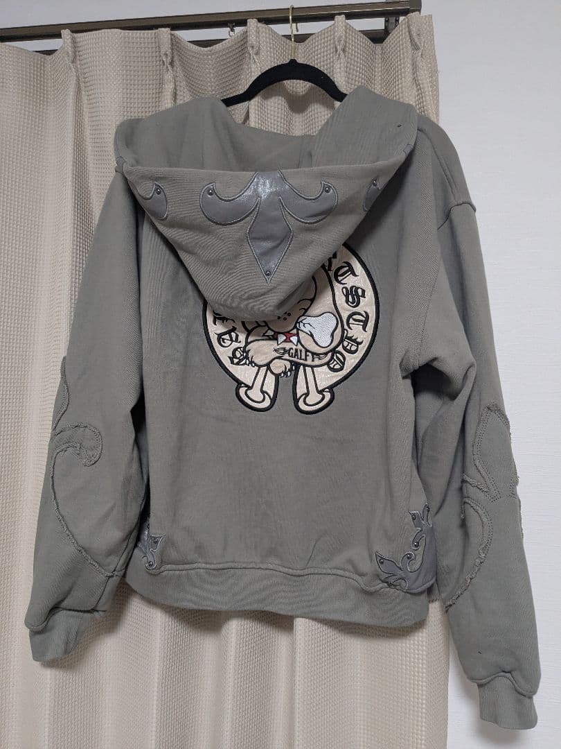 美品【GALFY】百合の紋紋パーカー /【ガルフィー】ロゴダブルジップパーカー