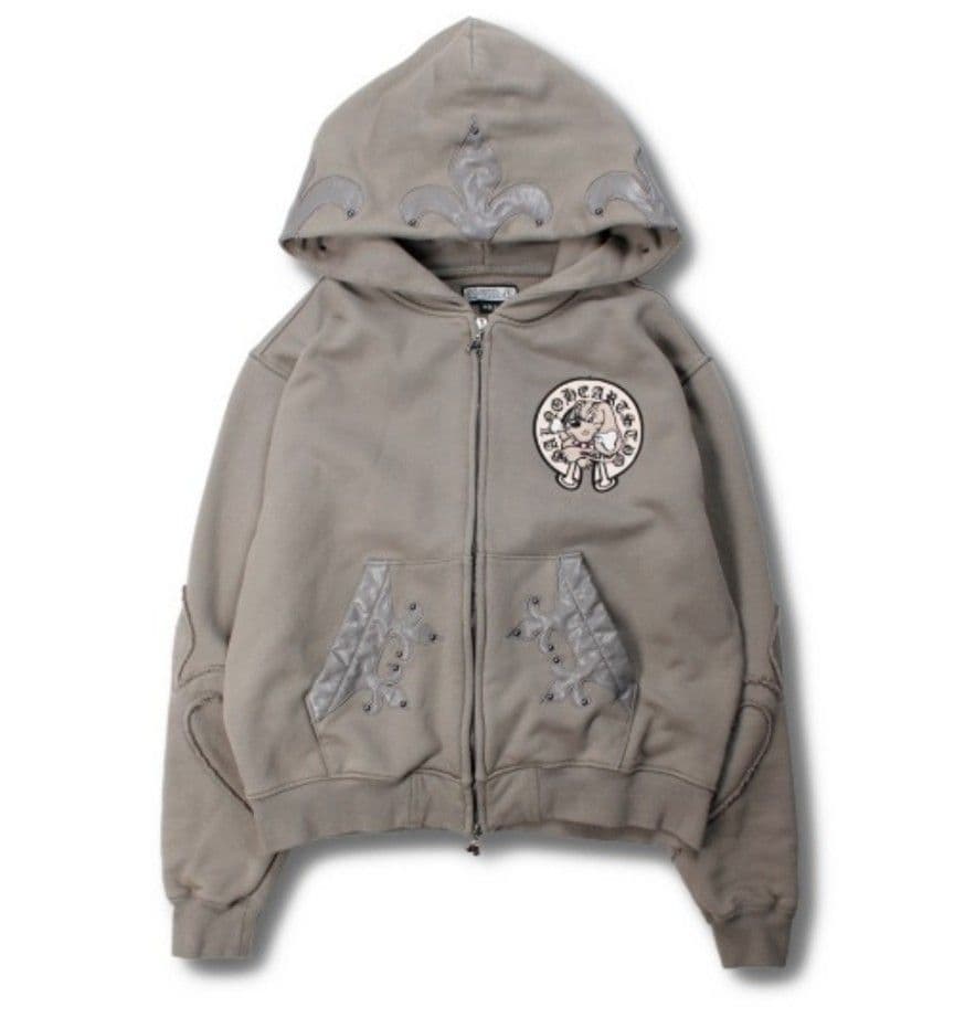 美品【GALFY】百合の紋紋パーカー /【ガルフィー】ロゴダブルジップパーカー