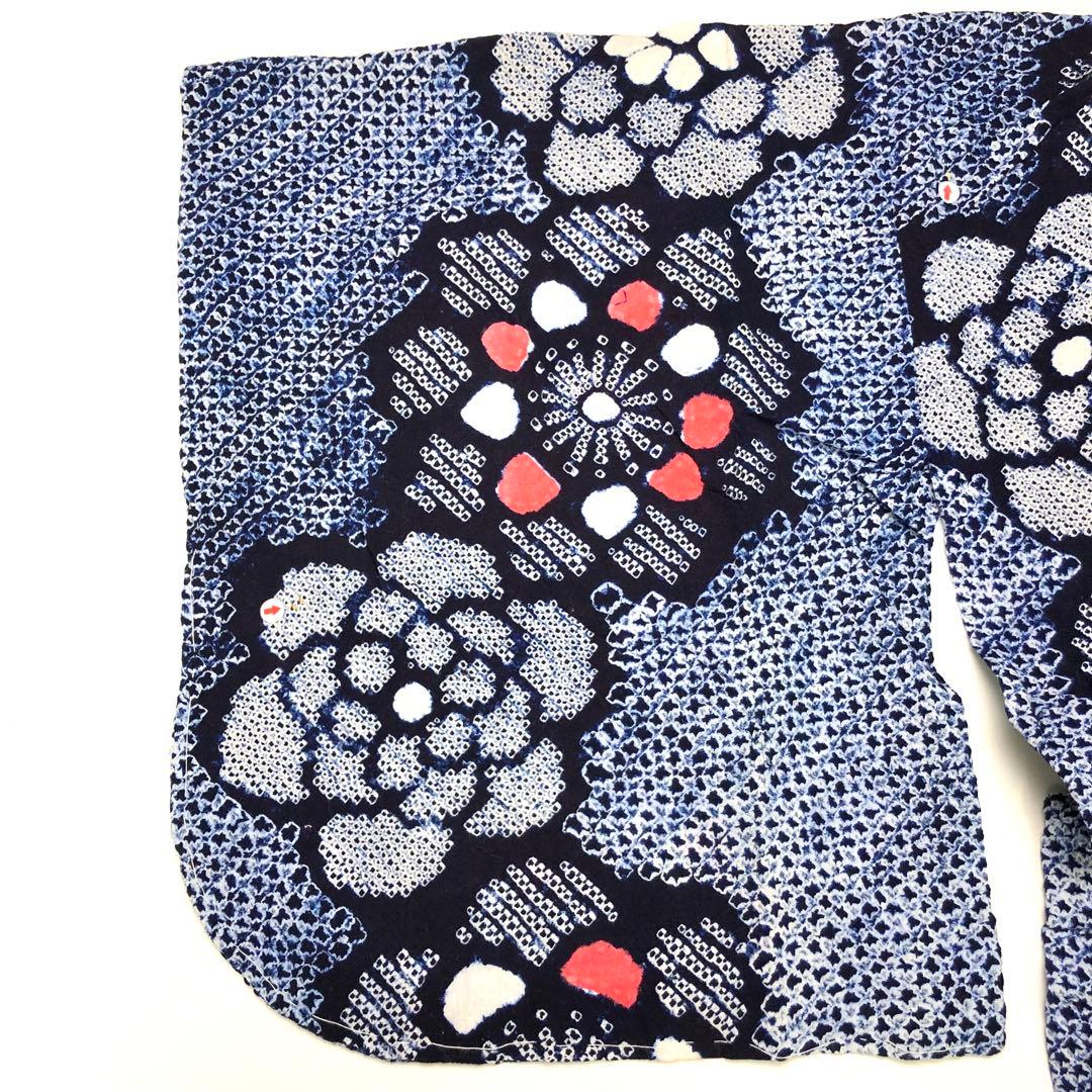 夏着物 浴衣 鳴海有松本絞り 花柄模様 しつけ糸 KK-2194