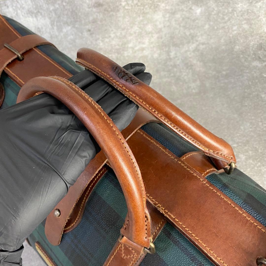 【希少】ポロ ラルフローレン 大容量 ボストンバッグ チェック レザー PVC