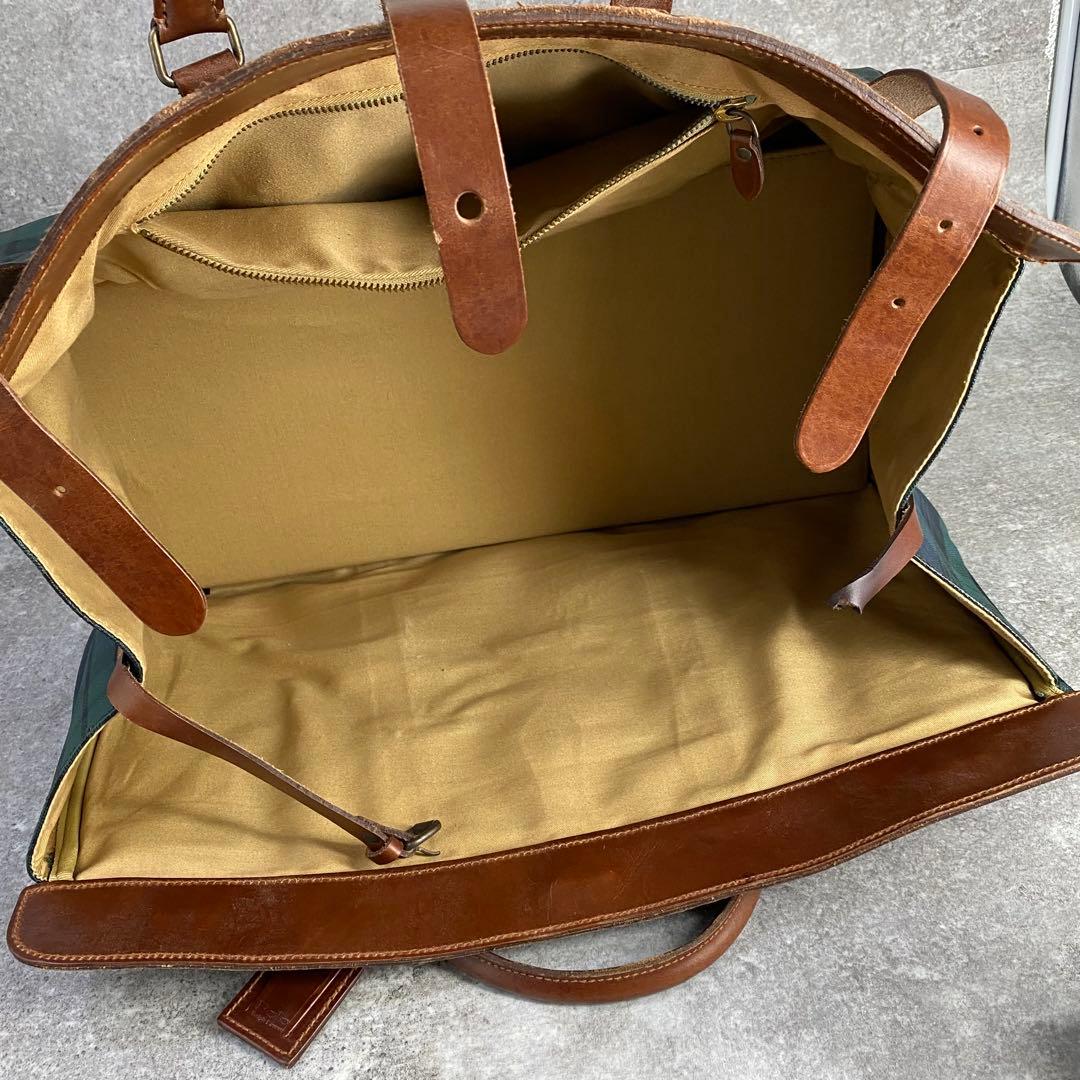 【希少】ポロ ラルフローレン 大容量 ボストンバッグ チェック レザー PVC