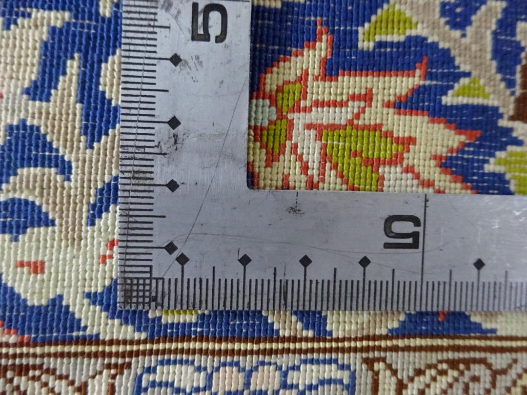 トルコ　ヘレケ　シルク　ペルシャ絨毯　工房サイン　アクセントラグ　美品