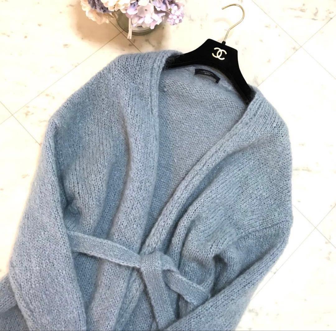 Max Mara Weekend モヘア　ロングガウンカーディガン ブルー L