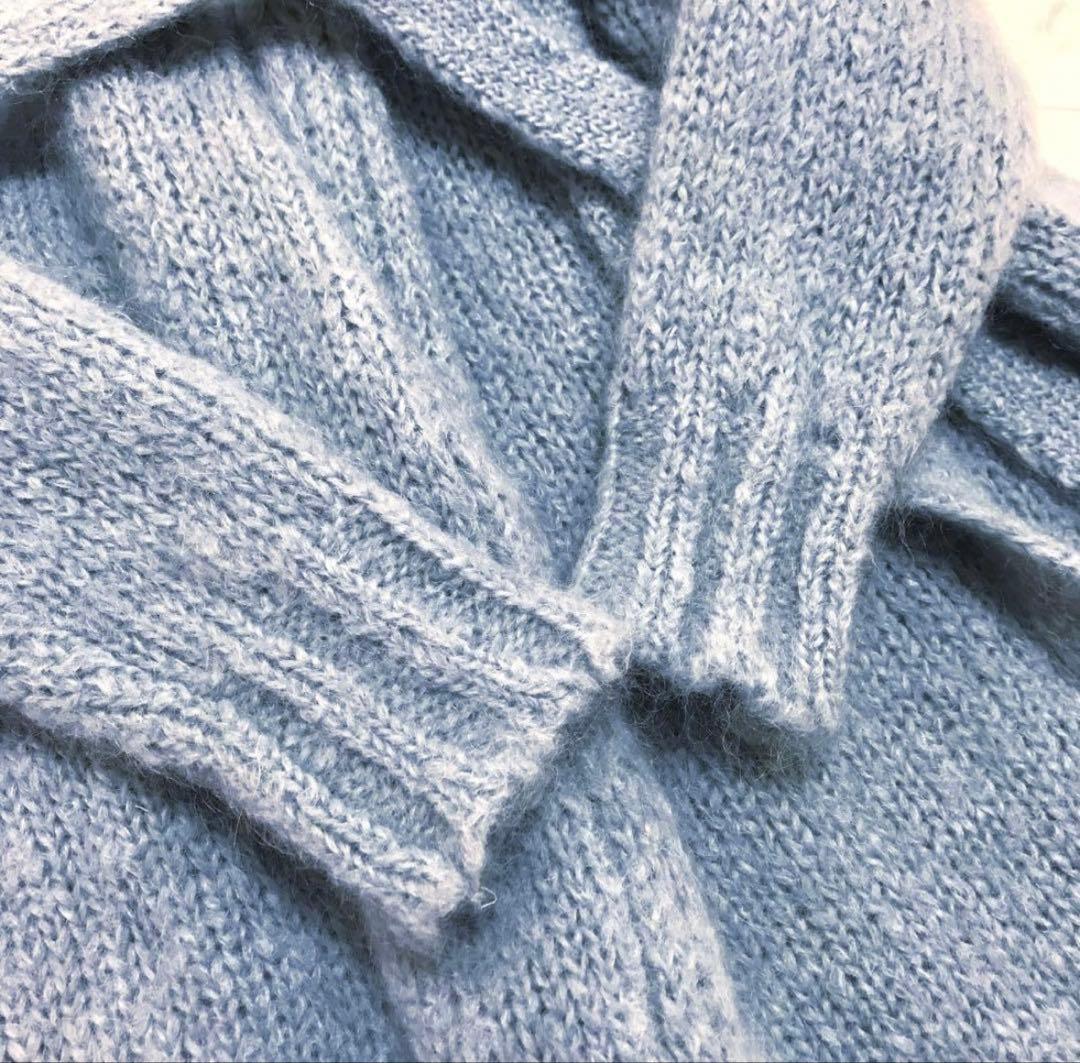 Max Mara Weekend モヘア　ロングガウンカーディガン ブルー L