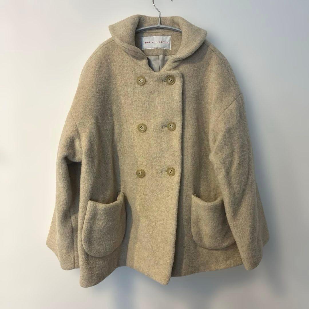 bulle de savonウールカシミヤメルトンセーラーカラーコート　ベージュ