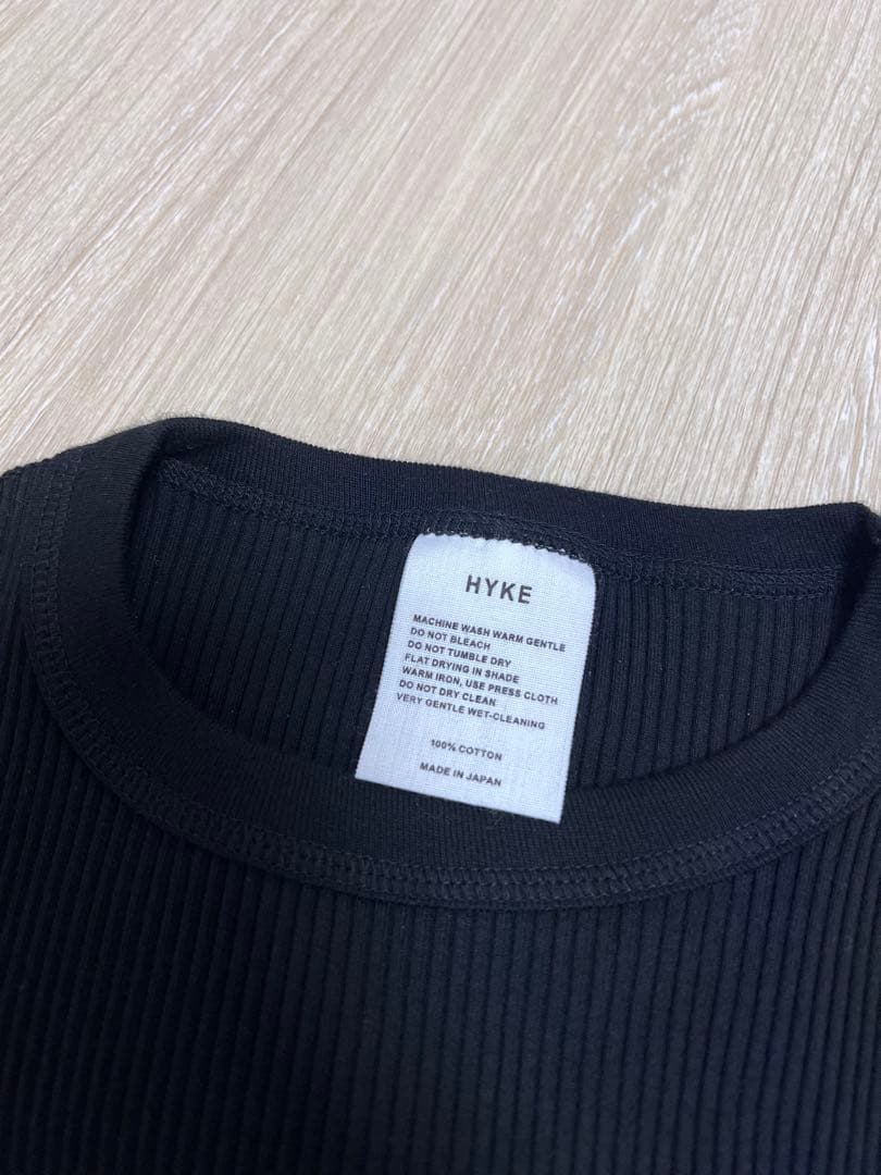 【極美品】HYKE ハイク　リブ ロングスリーブ カットソー　ブラック