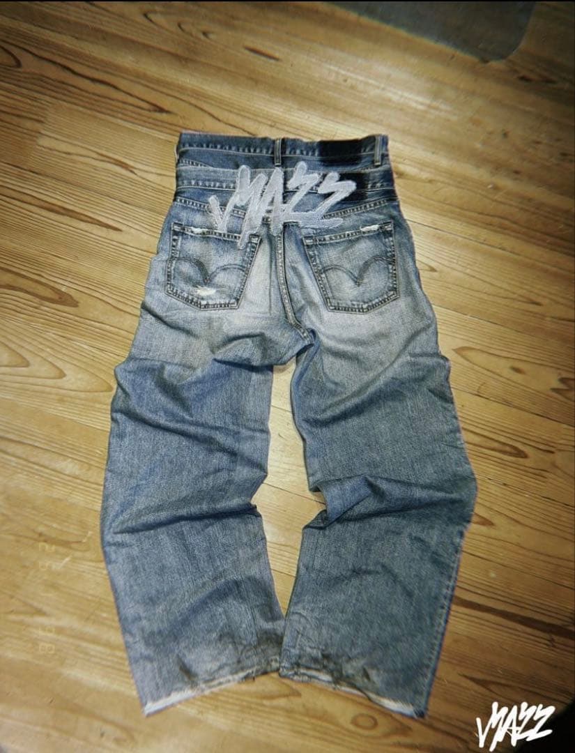 パンツ MAZZ double waist denim light blue