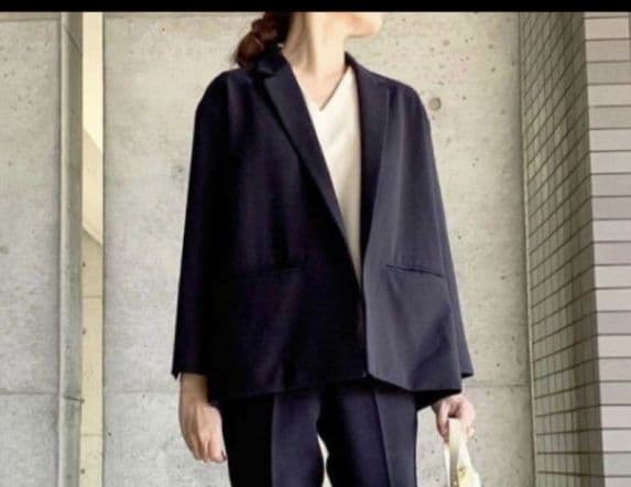 PLST プラステ 高橋志津奈コラボ ダークネイビー 七分ワンピL＆ジャケットS