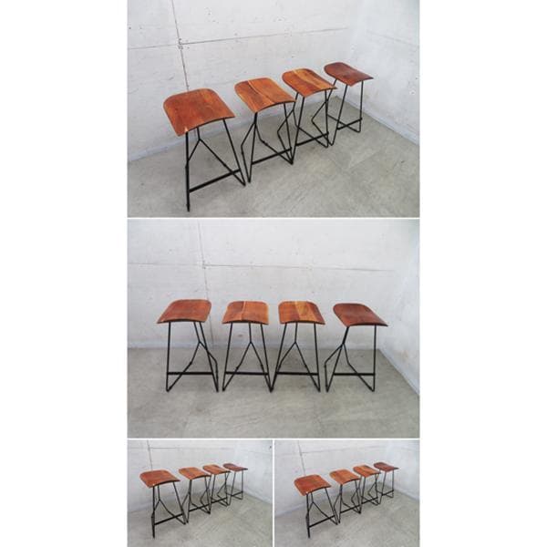 展示品■アカシア無垢材■カウンターチェア■4脚セット■北欧モダンスタイル■