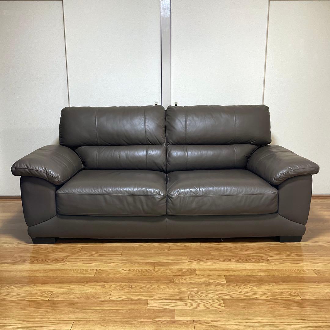 3人掛けソファー ダークブラウン 合皮