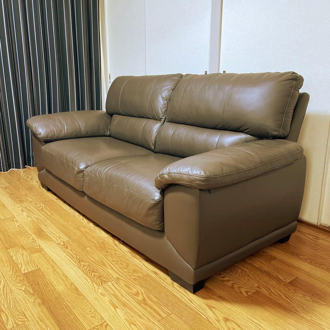 3人掛けソファー ダークブラウン 合皮