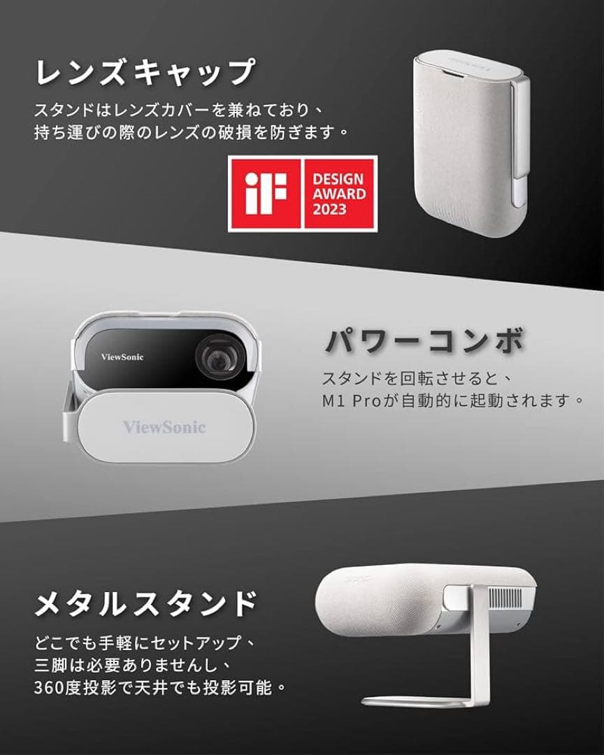 新品ViewSonic プロジェクター M1 Pro 360度 付属品・箱付き