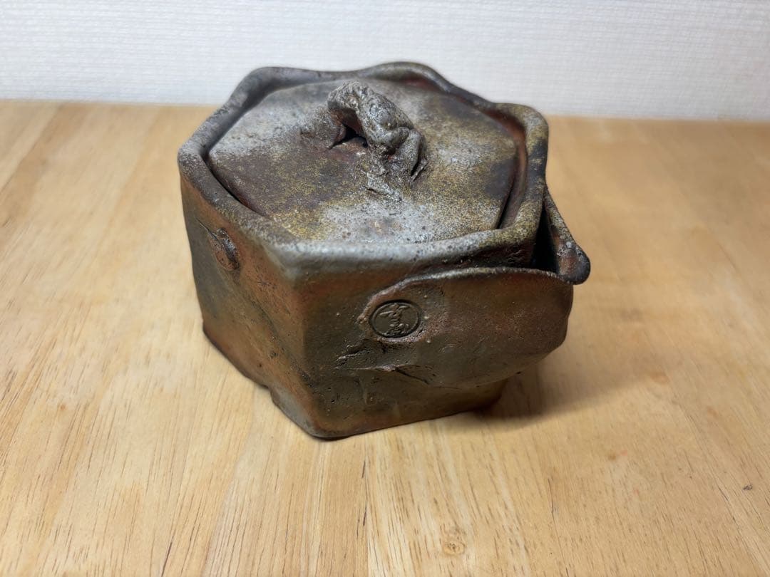 ㊿備前焼 宝瓶 登り窯 蟹 かに カニ 6角 手びねり 急須