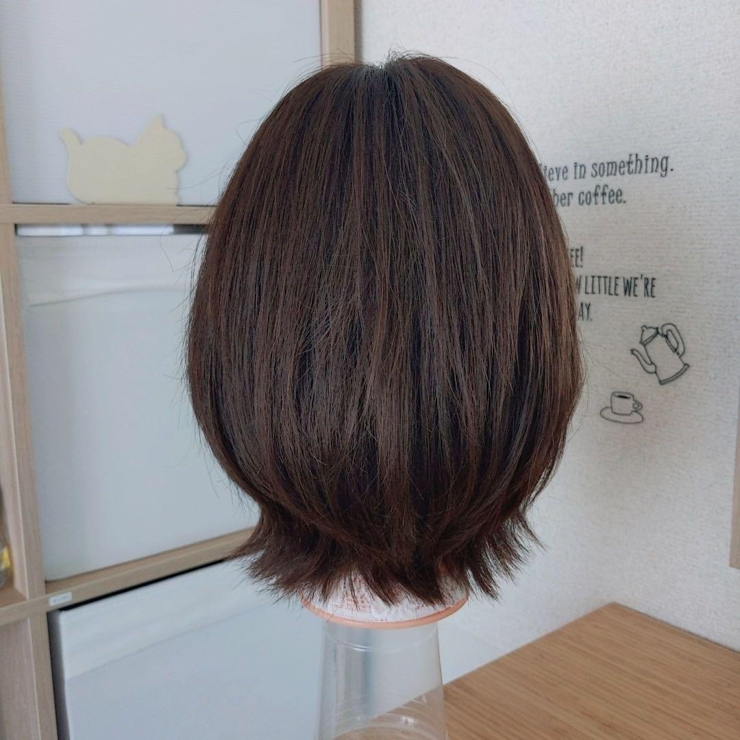 ☆サラサラ人毛100%ウイッグ☆I型ツムジ　外ハネレイヤー　ブラウン　ウイッグ