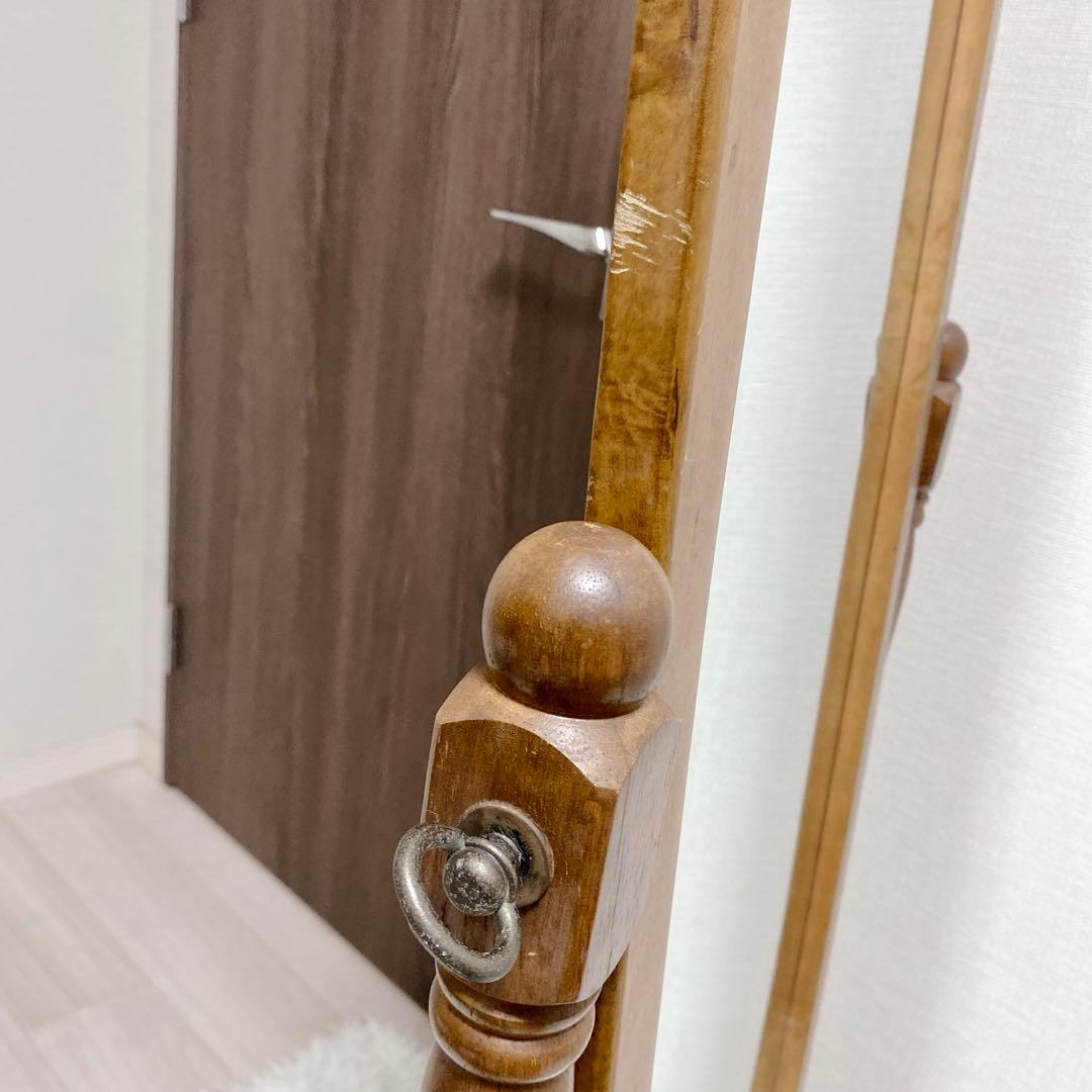 【昭和レトロ】 アンティーク調 オーバル型 スタンドミラー 姿見 全身 送料無料