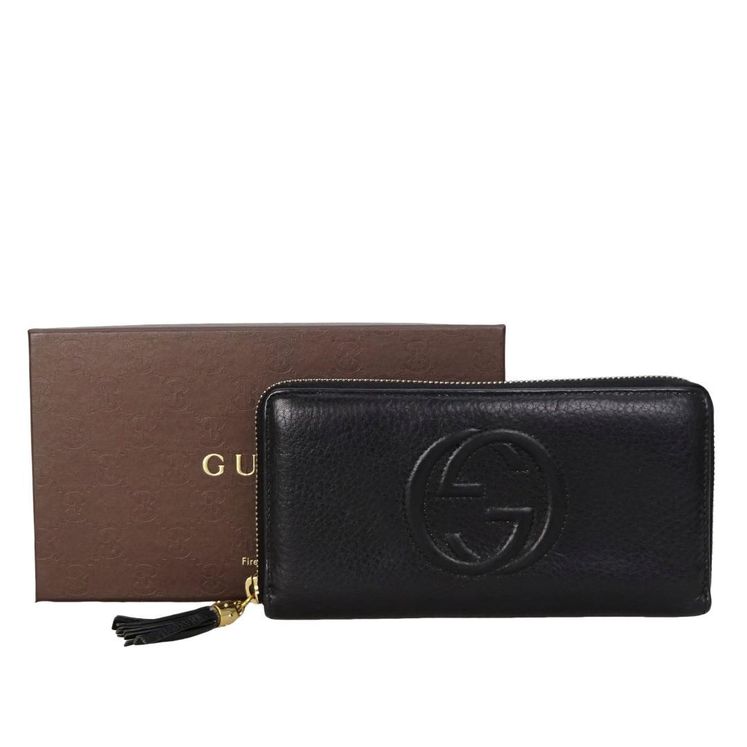 本物良品 ■グッチ■GG インターロッキング タッセル ラウンドファスナー長財布