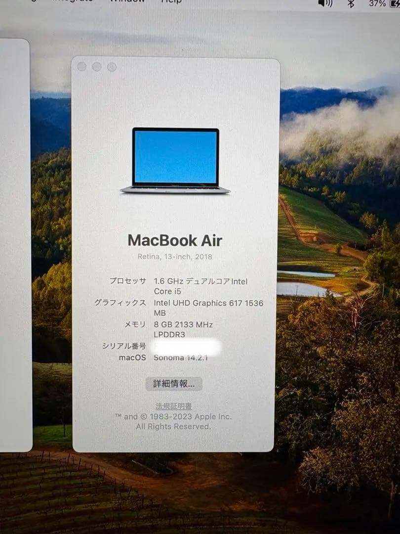 19日】Macbook air retina 2018 13インチCorei5