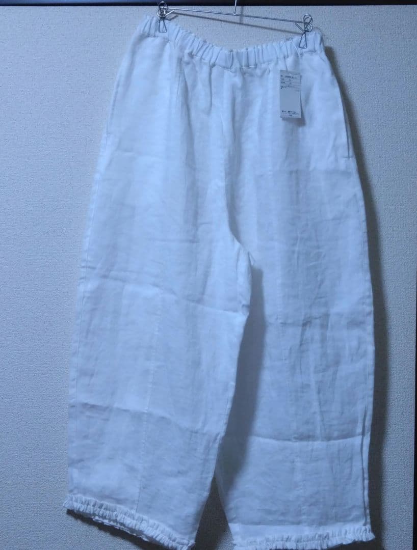 サマンサモスモス　立川限定　リネン裾フリルパンツ　オフ