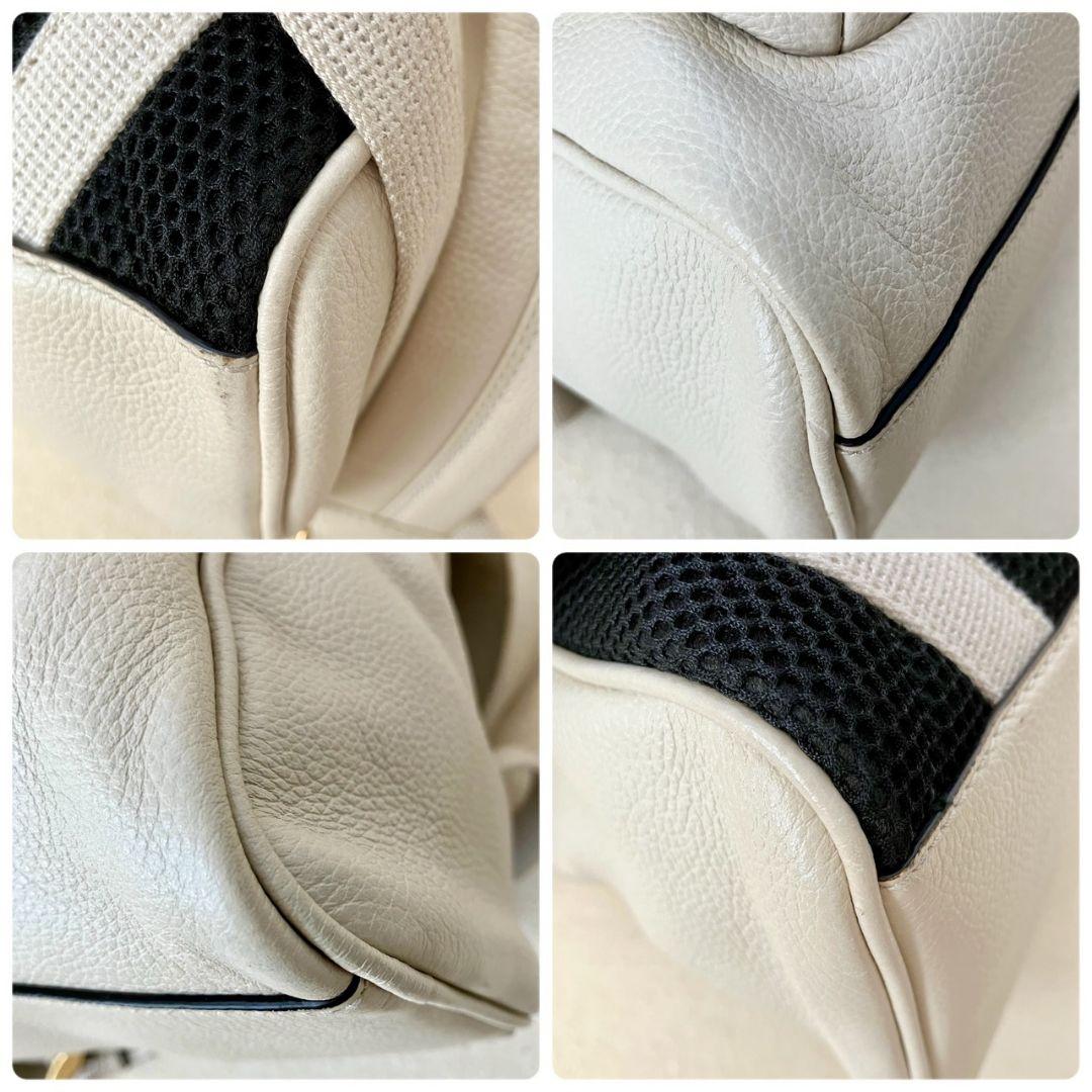 グッチ リュックサック バックパック レザー ロゴ シェリーライン オフホワイト