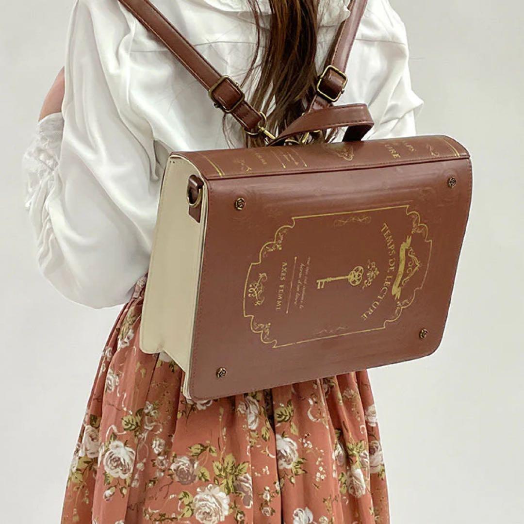 axes femme 洋書風デザインサッチェルバッグ