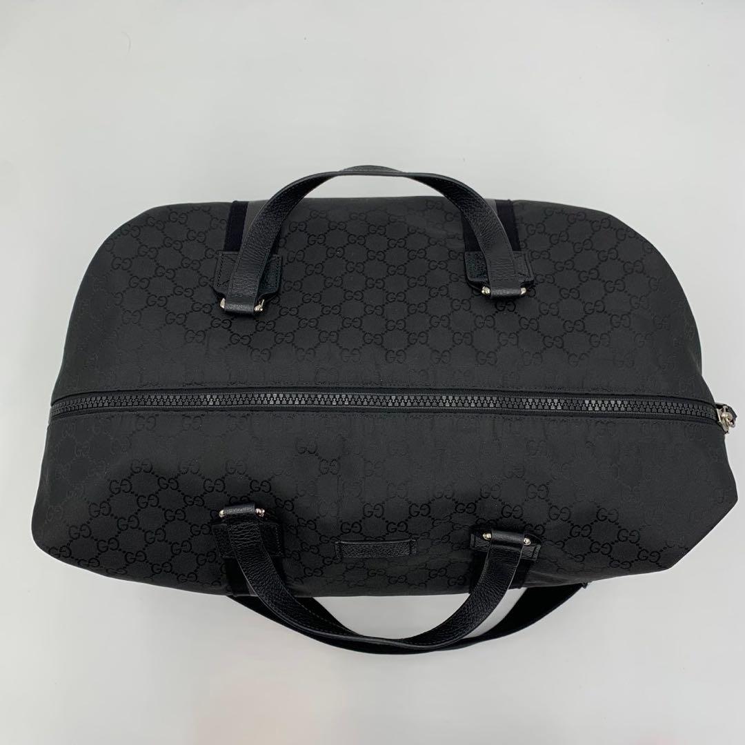 美品 希少 グッチ 大容量 ボストンバッグ 2way 旅行 GG柄 シェリー 黒