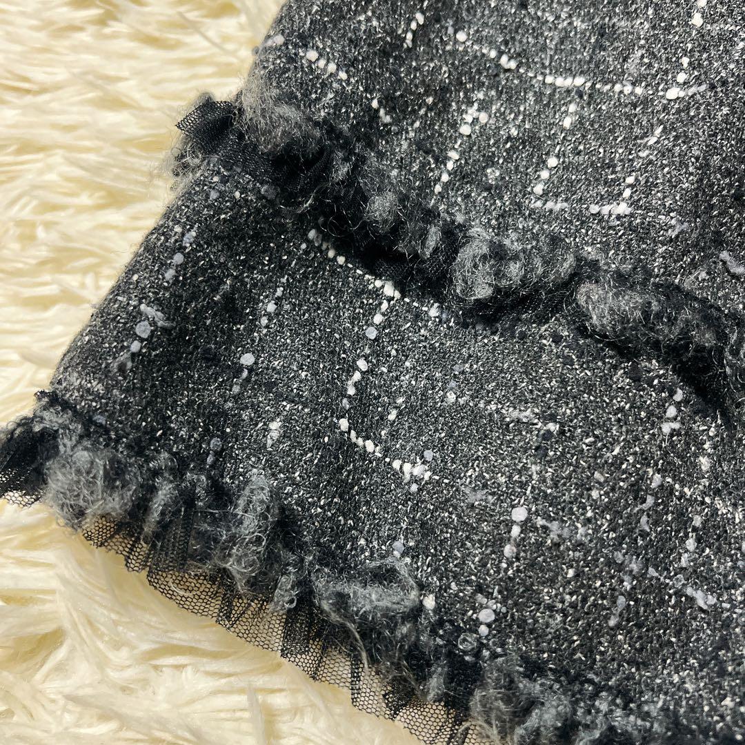 Rene ルネ　ツイード　チェック　ワンピース　ロゴ　チャック　ジップアップ