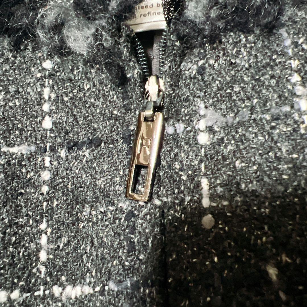 Rene ルネ　ツイード　チェック　ワンピース　ロゴ　チャック　ジップアップ