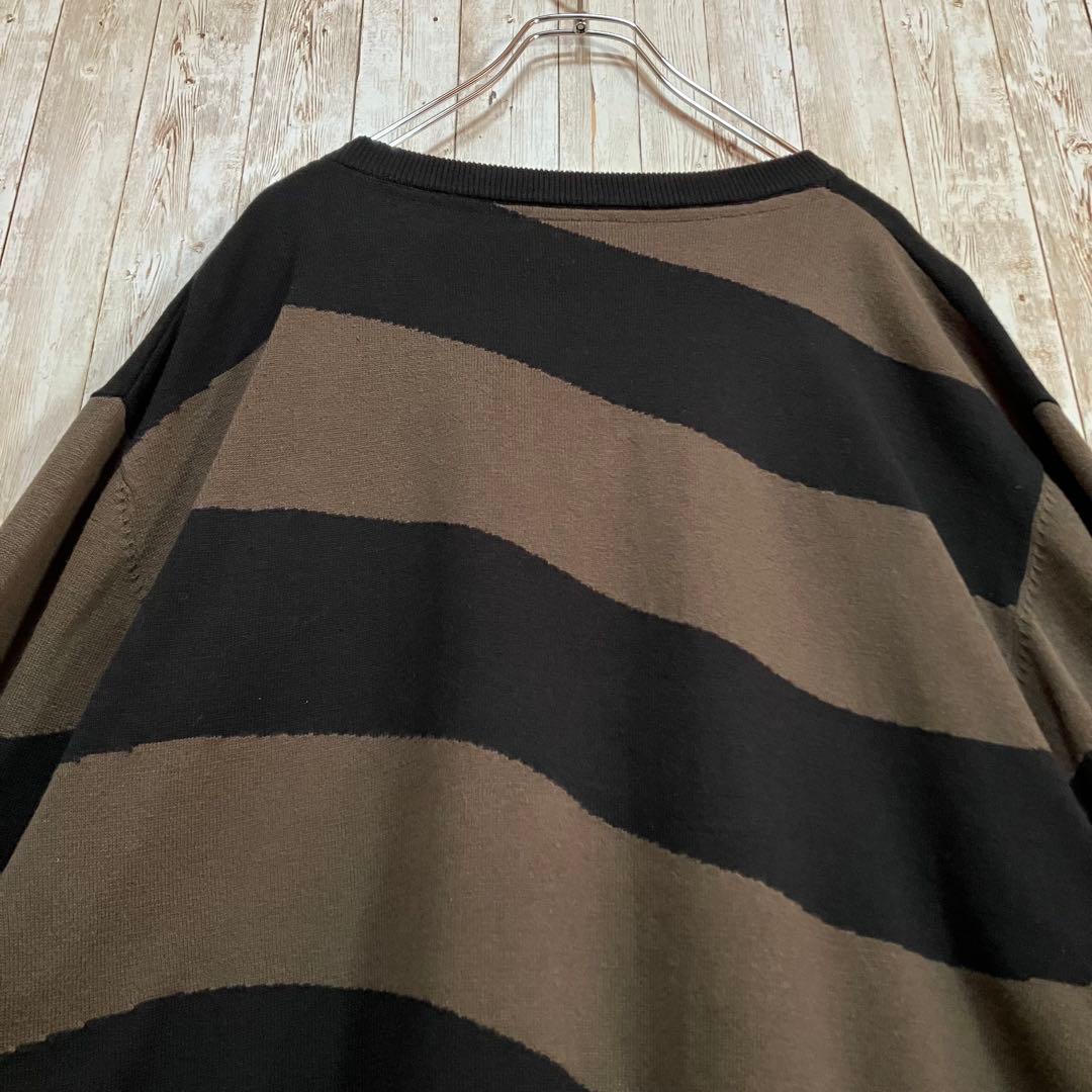 638 Dime ダイム　ウェーブストライプニットセーター　刺繍ロゴ　L