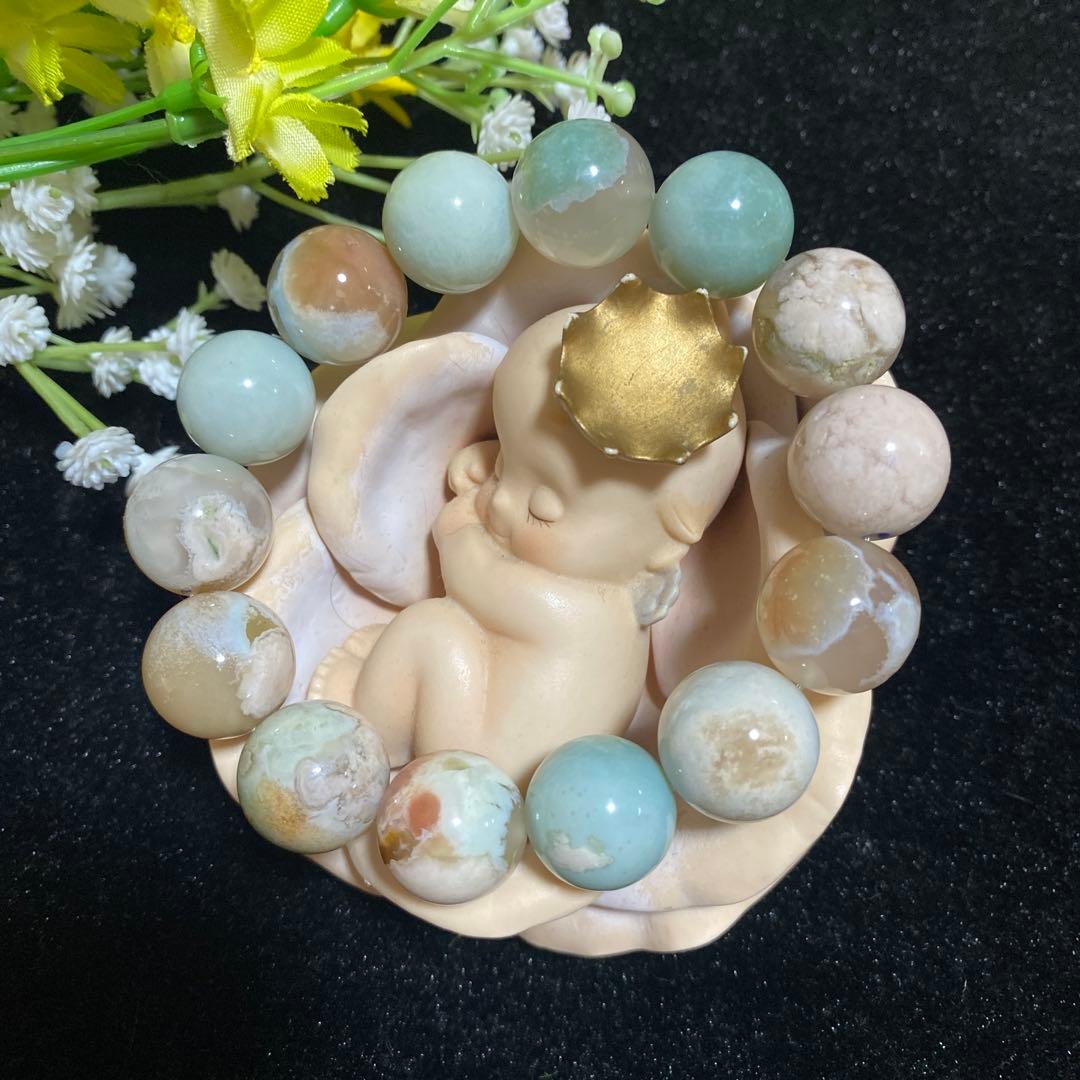 グリーン桜瑪瑙 ブレスレット16mmから16.6mm ❸