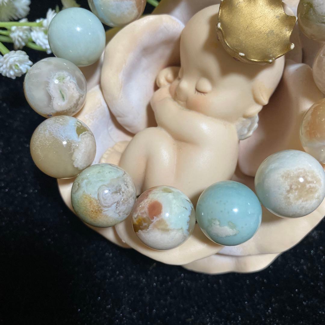 グリーン桜瑪瑙 ブレスレット16mmから16.6mm ❸