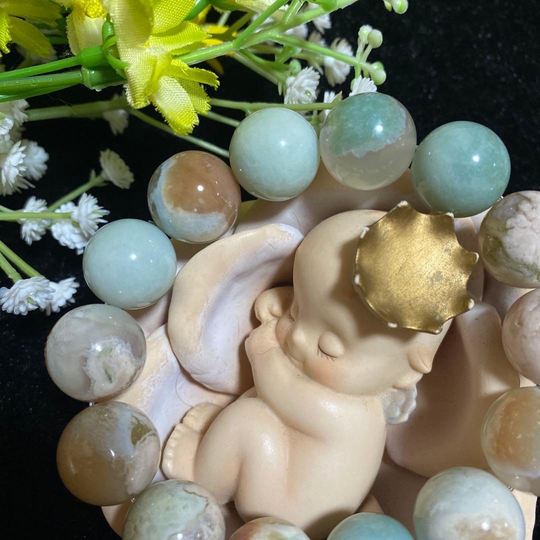 グリーン桜瑪瑙 ブレスレット16mmから16.6mm ❸