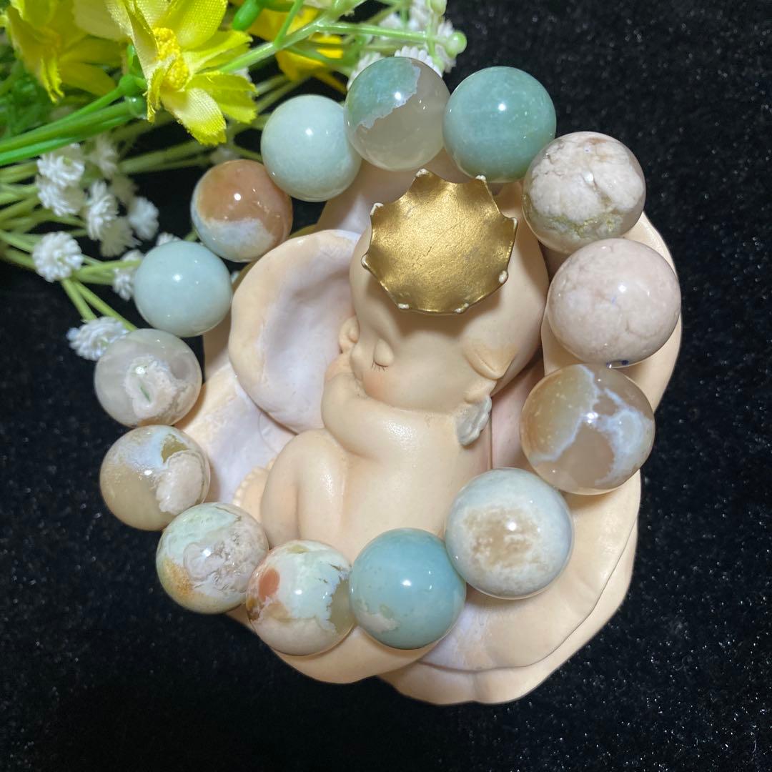 グリーン桜瑪瑙 ブレスレット16mmから16.6mm ❸