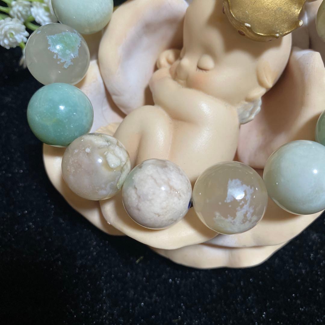 グリーン桜瑪瑙 ブレスレット16mmから16.6mm ❸