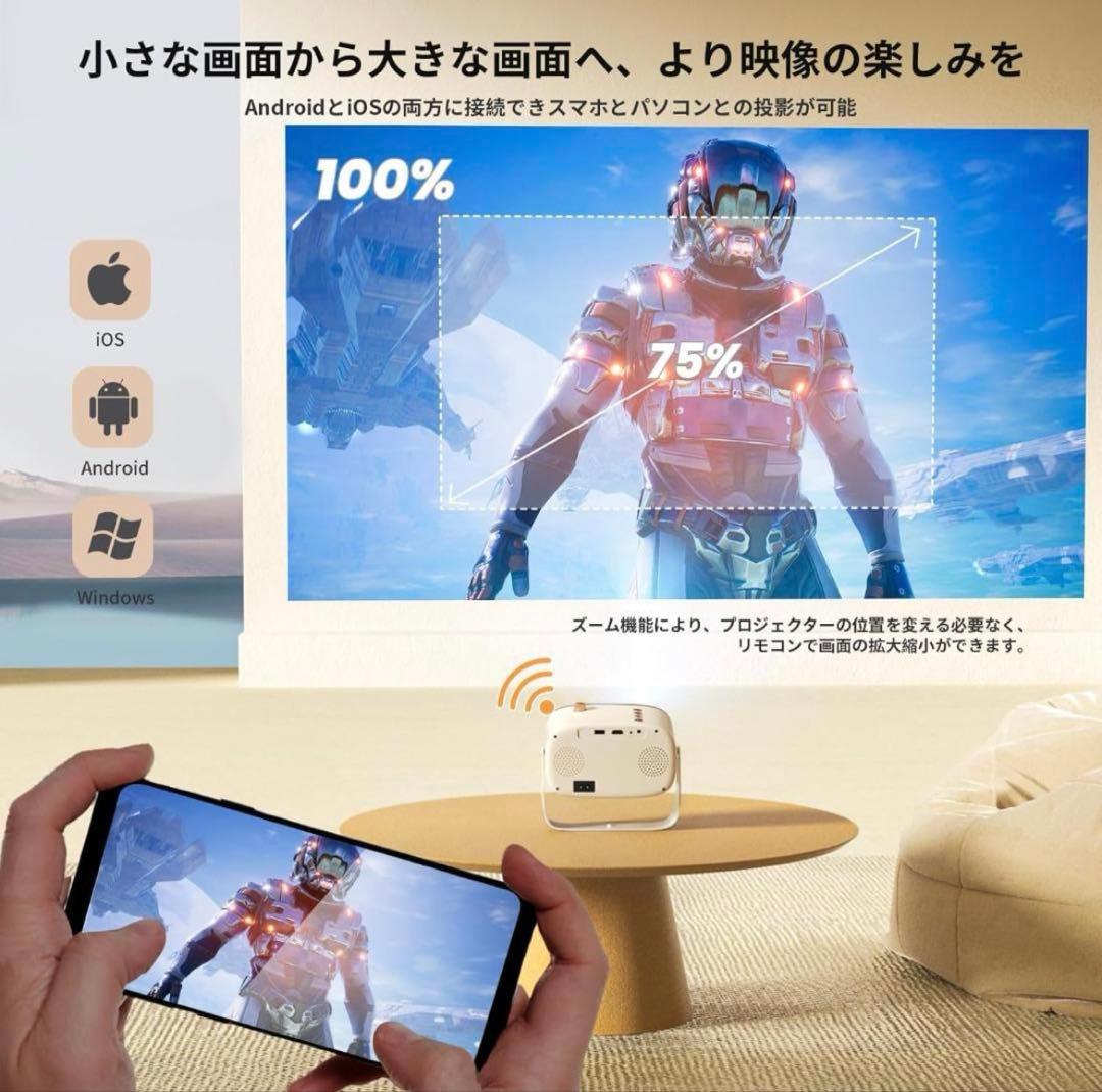 ホワイトプロジェクター 360度回転スタンド付き