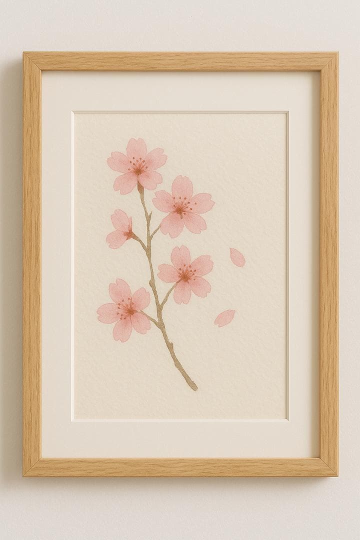 原画】桜の水彩画 額縁付き ナチュラルアート 和紙使用 一点物