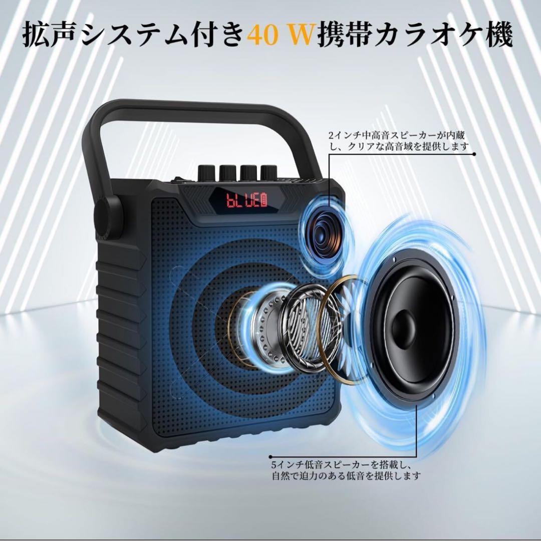 スピーカーセット 拡声器 ワイヤレスマイク2本 ポータブルマイクスピーカー
