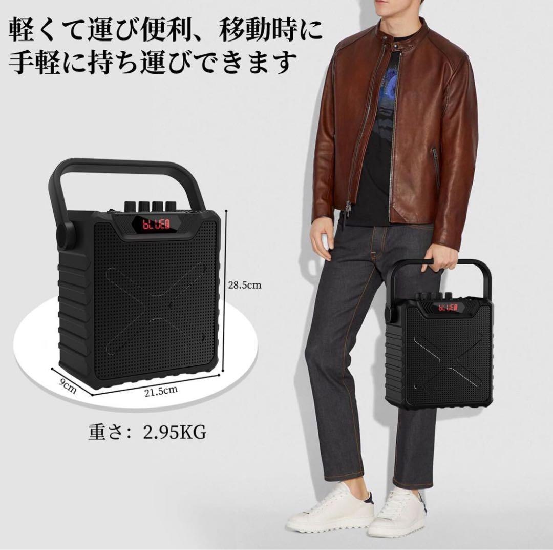 スピーカーセット 拡声器 ワイヤレスマイク2本 ポータブルマイクスピーカー