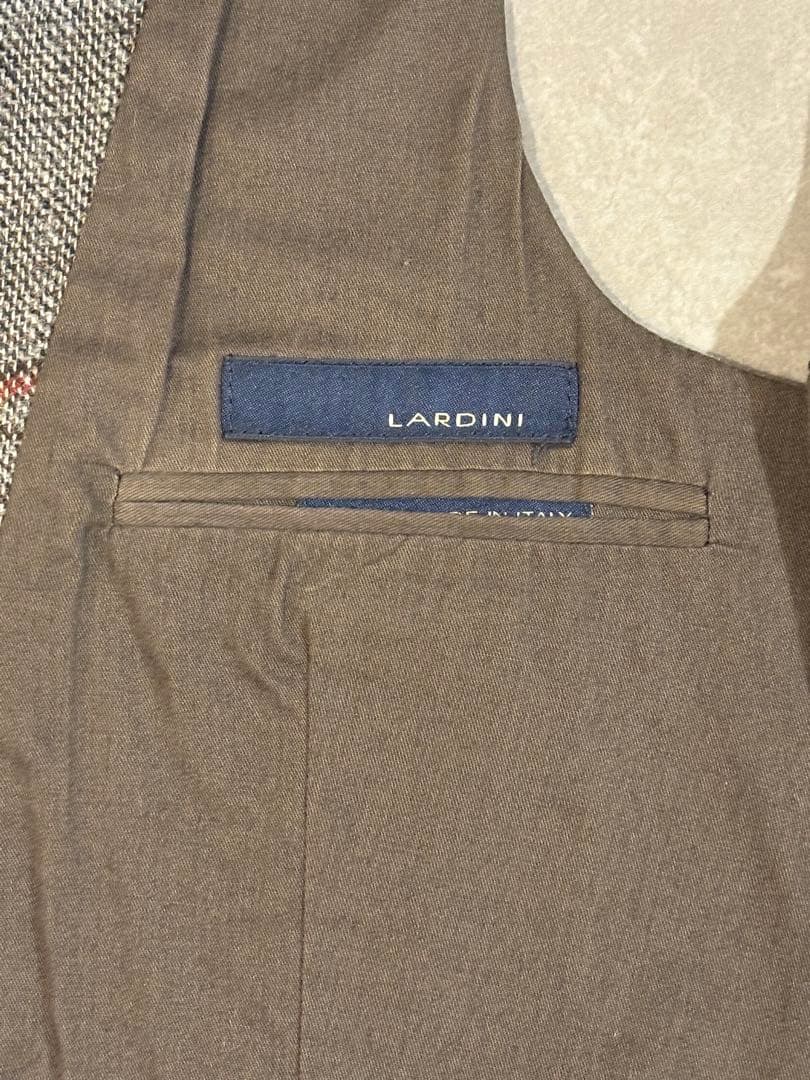 LARDINI チェック柄 ベスト グレー系　サイズ42