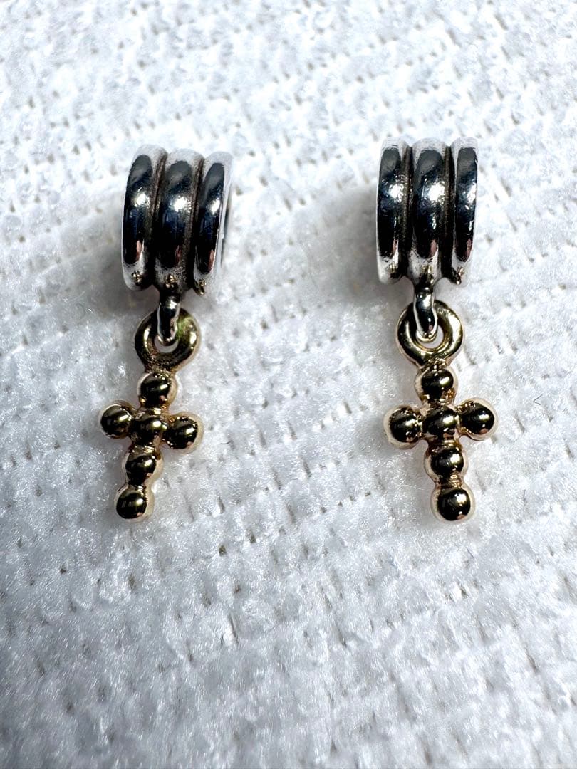 パンドラシルバー925と ❣️14k❣️ゴルド クロスチャーム