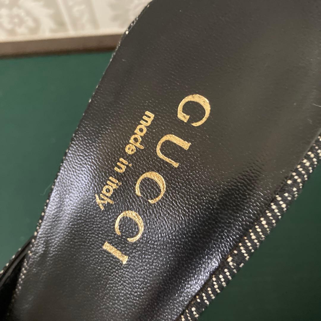 GUCCI ポインテッドトゥヒール ブラック・グレー　イタリア製