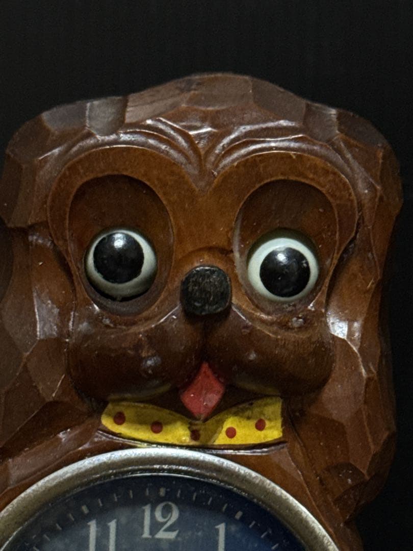 当時物 希少 手塚時計 TEZUKA 木製 犬 目玉 時計 POPPO 置時計