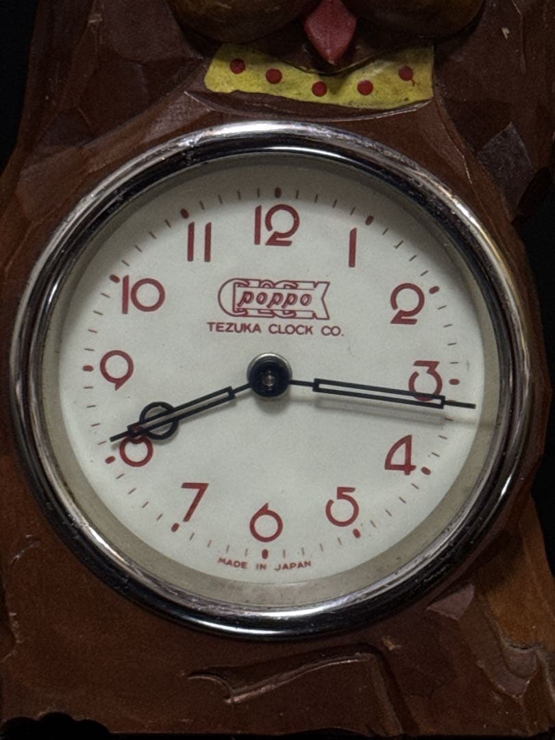 当時物 希少 手塚時計 TEZUKA 木製 犬 目玉 時計 POPPO 置時計