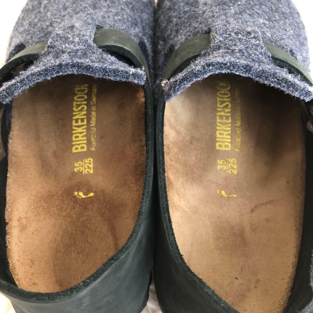 ビルケンシュトックサンダルロンドンウールフェルト×レザーネイビー35